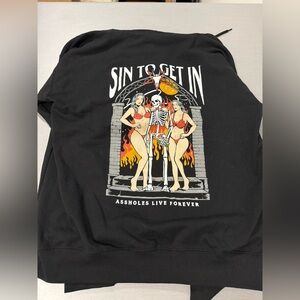 Assholes*s Live Forever Sweatshirt Unisex Large Black Sin To Get In Hoodie